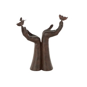 Escultura de manos Vintage audaz con acento de mariposa Mesa artística moderna hecha a mano Acento Centro de mesa de lujo llamativo - Product Image 1