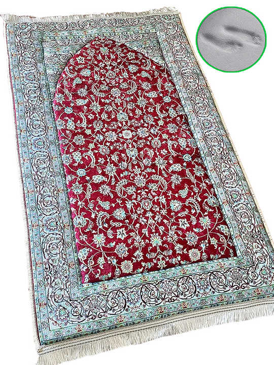 Turkish 2.5 CM Thick Foam Embossed Padded Prayer Rug Cushioned Soft Praying Mat Islamic Sejadah Janamaz Foldable Washable