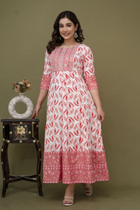 Vestido largo de calidad superior, bordado de secuencia, trabajo lateral, telar manual Dori, fabricante indio - Product Image 3