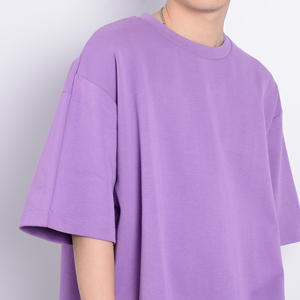 เสื้อยืดเท่ๆเปิดไหล่ตก280ก. เสื้อยืดผ้าฝ้ายโอเวอร์ไซส์สำหรับผู้ชาย - Product Image 4