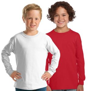 T-shirt tricoté en pur coton pour enfants à manches longues printemps automne Style hauts de couleur pure moyennes grandes tailles Version ample pour les garçons - Product Image 1