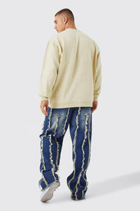 Pantalon large unisexe en denim vintage élégant de haute qualité, taille mi-haute, coupe ample, lavage acide rigide, taille plus, pour l'automne - Product Image 3