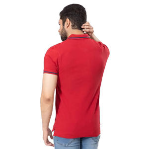 Polos pour hommes avec logo de broderie personnalisé de qualité supérieure de couleur rouge Vêtements de sport décontractés T-shirt polo pour hommes - Product Image 3