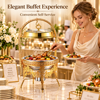 Chauffe-plat suspendu de luxe en acier inoxydable doré 9L pour buffet, idéal pour hôtels, restaurants et banquets de mariage