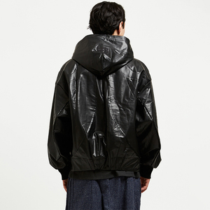 Veste en cuir de moto à fermeture éclair irrégulière de conception personnalisée OEM Veste en cuir coupe-vent imperméable de grande taille de qualité supérieure - Product Image 3