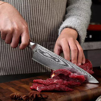 Couteau de chef en acier inoxydable de haute qualité avec manche en bois, écologique, compatible lave-vaisselle, longueur de lame de 6 à 7,9 pouces, service OEM disponible