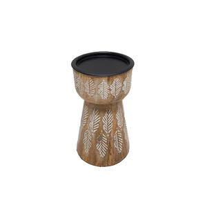 Bougie en bois et métal support de pilier naturel et doré fini pour la maison mariage noël éclairage de table décor à la main en vrac - Product Image 3