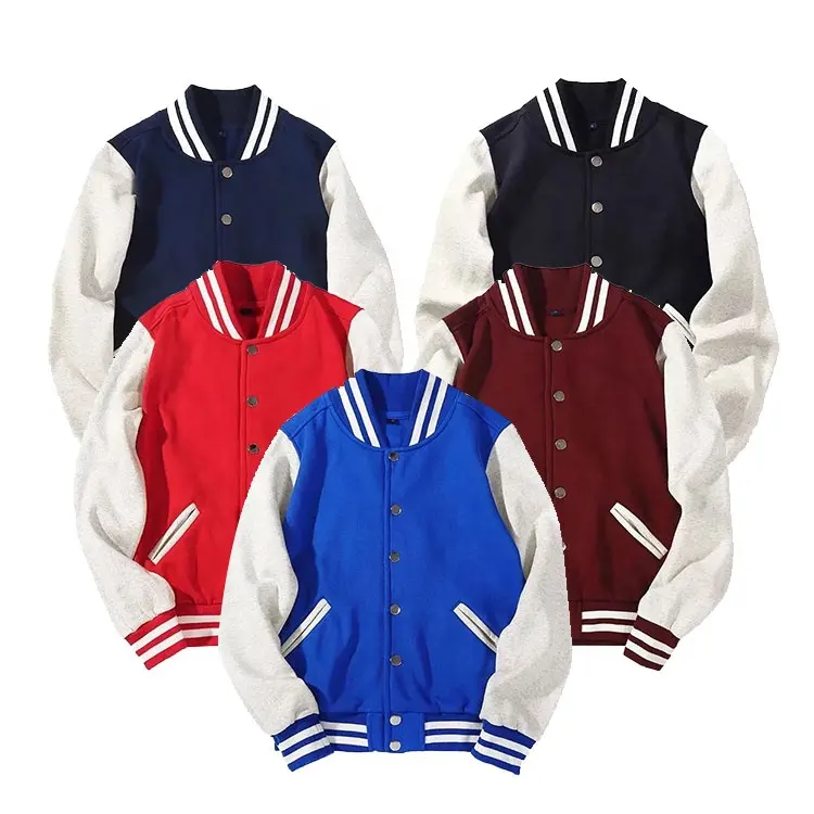 Oem Jaket Huruf Pria Kustom Tambalan Bordir Pria Jaket Baseball Jalanan Kulit Kasual Mantel Ukuran Plus Varsity