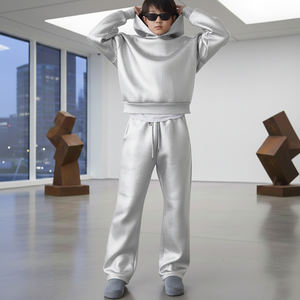 Ensemble de survêtement unisexe streetwear d'hiver, sweat-shirt ample et pantalon de survêtement pour hommes, haute qualité, 100% coton molletonné, surdimensionné, respirant - Product Image 2