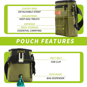 Vente chaude transporte facilement des jouets pour animaux de compagnie Kibble Treats Distributeur de sac de caca intégré 3 façons de porter une pochette d'entraînement de friandises pour chien pour chiot - Product Image 2