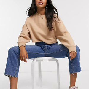 Wholesale Custom Heavyweight Long Sleeve Women Crop <b>Top</b> Sweatshirts / Custom Logo Streetwear Women Pullover Sweatshirts - Product Image 4