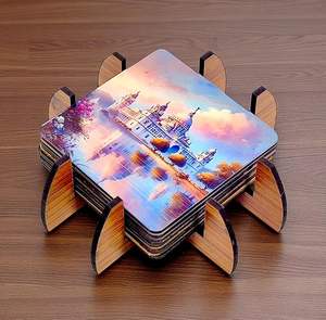 Posavasos de Madera Estampados, Hechos a Mano, de Alta Calidad, Estilo Bohemio, Ecológicos, con Patrón Único para Protección de Mesas y Encimera - Product Image 1