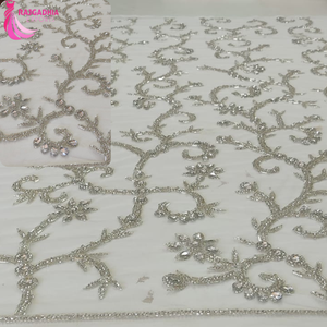 Perles Paillettes Tissu De Luxe Broderie Robe Dentelle Brodée Tulle Tissu Nigeria Partie Accepter Des Conceptions Personnalisées Perles Décorées - Product Image 4