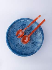 Juego de servidores de ensalada de Resina 100% HECHO A MANO FLORAL para uso doméstico y hotelero Incluye cuchara de helado para servir ensalada - Product Image 6