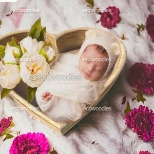 Cesta de madera para dormir para recién nacidos, Vintage cuenco con forma de corazón, cuna <span class=keywords><strong>Ideal</strong></span> y pose, accesorios de fotografía para recién nacidos - Product Image 3