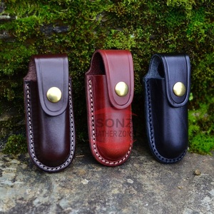Cuchillo de caza de alta calidad, Funda de cuero hecha a mano para cuchillo plegable ISONZ - Product Image 5