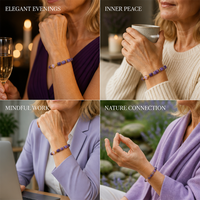 Bracelet Femme en Argent S925 Plaqué Or avec Perles de Sugilite Violette Naturelle pour l'Équilibre Émotionnel