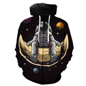 Sudadera con capucha informal de gran tamaño para hombre: chaqueta con capucha de astronauta de dibujos animados impresa en 3D - Product Image 2