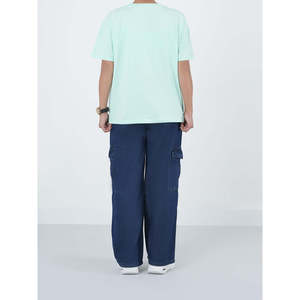 Camiseta Básica de Mezclilla REIDAR con Hombros Caídos, Estilo Pantalón Cargo WC366, Elemento de Moda Sencillo - Product Image 4