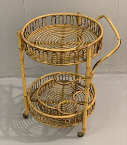 Chariot de service en rotin tissé à la main de qualité supérieure pour les besoins d'hébergement sans soudure alliant fonctionnalité beauté et artisanat organique - Product Image 2