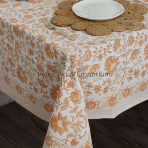 Copertina da tavolo jal in cotone indiano fatto a mano indiana stampata con blocco a mano <span class=keywords><strong>arancione</strong></span> per decorazioni per la casa - Product Image 2