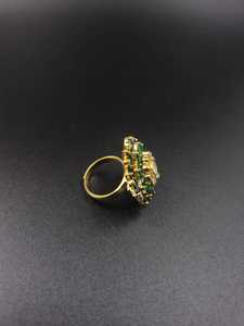 Anillo de cóctel de lujo hecho a mano con flor nano, chapado en oro de 18 quilates y plata de ley 925, joyería nupcial india - Product Image 3