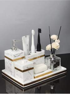 Juego de Baño de Mármol Liso Personalizable con Dispensador de Gran Capacidad y Soporte para un Uso Diario Conveniente - Product Image 3