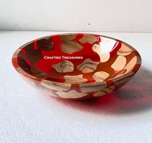 100% bol de service décoratif en bois naturel accessoire de maison bol de service pour salades fêtes bol de service en résine - Product Image 3