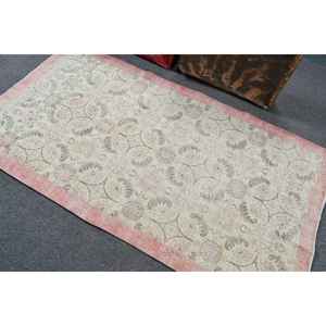Tapis vintage rose Ikat de 3,7 x 6,8 pieds, tapis d'appoint vintage - Product Image 4