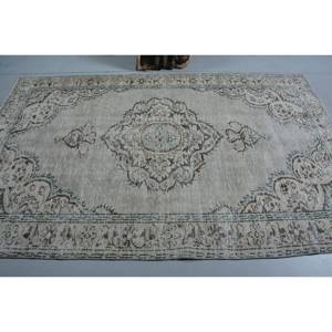 พรมยางสไตล์วินเทจ5x8ft สีเขียวเบจขนสัตว์แบบเย็บปะติดปะต่อกันดีไซน์สำหรับห้องนั่งเล่นที่บ้านทรงสี่เหลี่ยมผืนผ้าสำหรับใช้ในข้างเตียง - Product Image 3