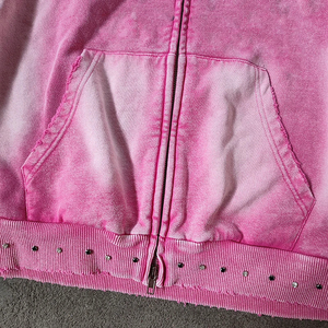 Sudadera con Capucha de Alta Calidad, Personalizada, con Efecto Desgastado por el Sol, con Pedrería, Lavada al Ácido, de Peso Pesado, 100% Algodón, Unisex, Estilo Urbano - Product Image 4
