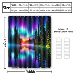 Custom Printed Waterproof Shower Shower <b>Curtain</b> for Bathroom Waterproof Polyester <b>with</b> <b>Hooks</b> - Product Image 4