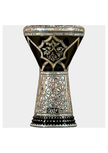Auténtica Darbuka Gawharet El Fan Sombaty de 23 cm, Hecha a Mano en Aluminio Negro con Incrustaciones Egipcias para Tambor Doumbek - Product Image 2