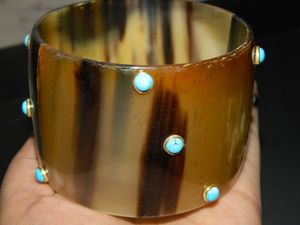 Bracelet en corne, bijoux de mode pour hommes et femmes, fait à la main, ouvrable, bracelet en corne, bijoux de mode - Product Image 2