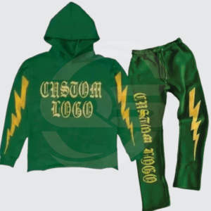 Conjunto de chándal de peso pesado de alta calidad para hombre, chándal con hombros caídos para joggers apilados con estampado de hojaldre para invierno - Product Image 2