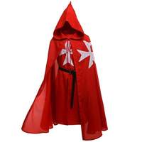 Cape de chevalier templier médiéval avec tunique coton tissu croisé Costume longue longueur tenue historique pour Halloween Cosplay