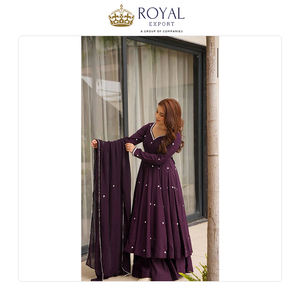 Traje Anarkali de Seda Romana con Bordado, Estilo Clásico, Nuevo Diseño, Calidad Estándar, Precio Más Bajo, en Venta - Product Image 6