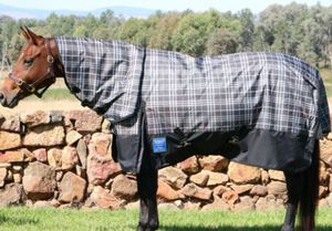 蓝色格子交叉组合超长42码散装价格<span class=keywords><strong>3</strong></span>扣脖子来自印度出口商马毯 - Product Image 3