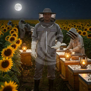 New Grey Beekeeper Suit with Ventilated Fencing Hat Pure Polyester For Bee Researcher Outfit - Product Image 4