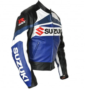 Chaqueta de Motociclismo para Hombre Zuzuki, de Cuero Vacuno Genuino, con Protección de Nivel 2 CE y Soporte para la Espalda - Product Image 1