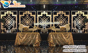 Wholesale Metal Stands for Wedding Reception Stage Golden Wedding Metal <b>Backdrop</b> <b>Frames</b> Setup Grand Wedding Reception Stage Set - Product Image 2