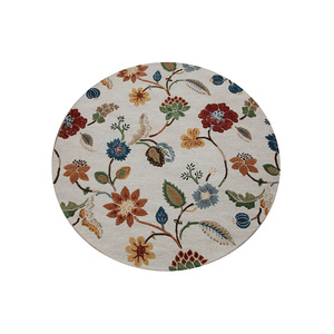 พรมขนสัตว์ผสมวิสโคสลายดอกไม้คลาสสิก Hacienda Ivory แบบทัฟท์ด้วยมือ รูปทรงสี่เหลี่ยมผืนผ้า หนา 10 มม. สำหรับห้องนั่งเล่น ห้องโถง ทางเดิน-Taq-104 - Product Image 1