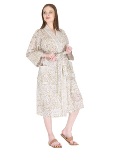 Floral Print Cotton Kimono Robes for Women Long Bathrobe <b>Wrap</b> Dressing Gown Swim Wear Free Size Spa Bath Wholesale Supply <b>Beach</b> - Product Image 6