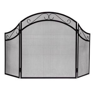 <b>Black</b> Finished Mesh Fire Screen for Home 3 Panel Heavy Duty Fireplace Screen Safety Fire Place <b>Fence</b> Spark Guard Cover - Product Image 2