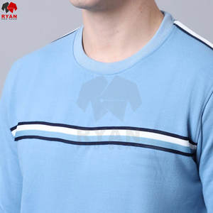 Top tendance hommes classique couleur unie à manches longues sweat qualité Streetwear basiques coton mélangé pour l'hiver Style décontracté - Product Image 6