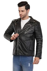 Blouson aviateur en cuir avec col en fourrure de mouton véritable marron hiver vestes en cuir grande taille pour hommes - Product Image 5