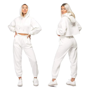 OEM vente en gros dames haut court à capuche 100% coton polaire à manches longues haut court pour les femmes décontracté Streetwear élégant conception de sweat à capuche - Product Image 1