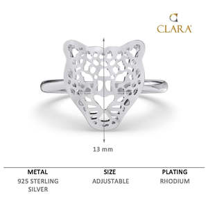 Anillo Geométrico de Pantera en Platino con Baño de Rodio - Diseño Romántico con Gema Tallada - Product Image 6