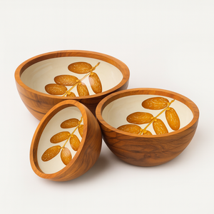 Saladiers en bois artisanaux turquoise décoratif intérieur bols de service faits à la main grands bols à mélanger en bois ustensiles de cuisine en gros - Product Image 6