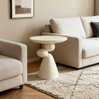 Table d'appoint en fibre de verre Lucky Stone, style moderne minimaliste Wabi Sabi, table basse décorative pour salon, chambre à coucher, chambre d'hôtes